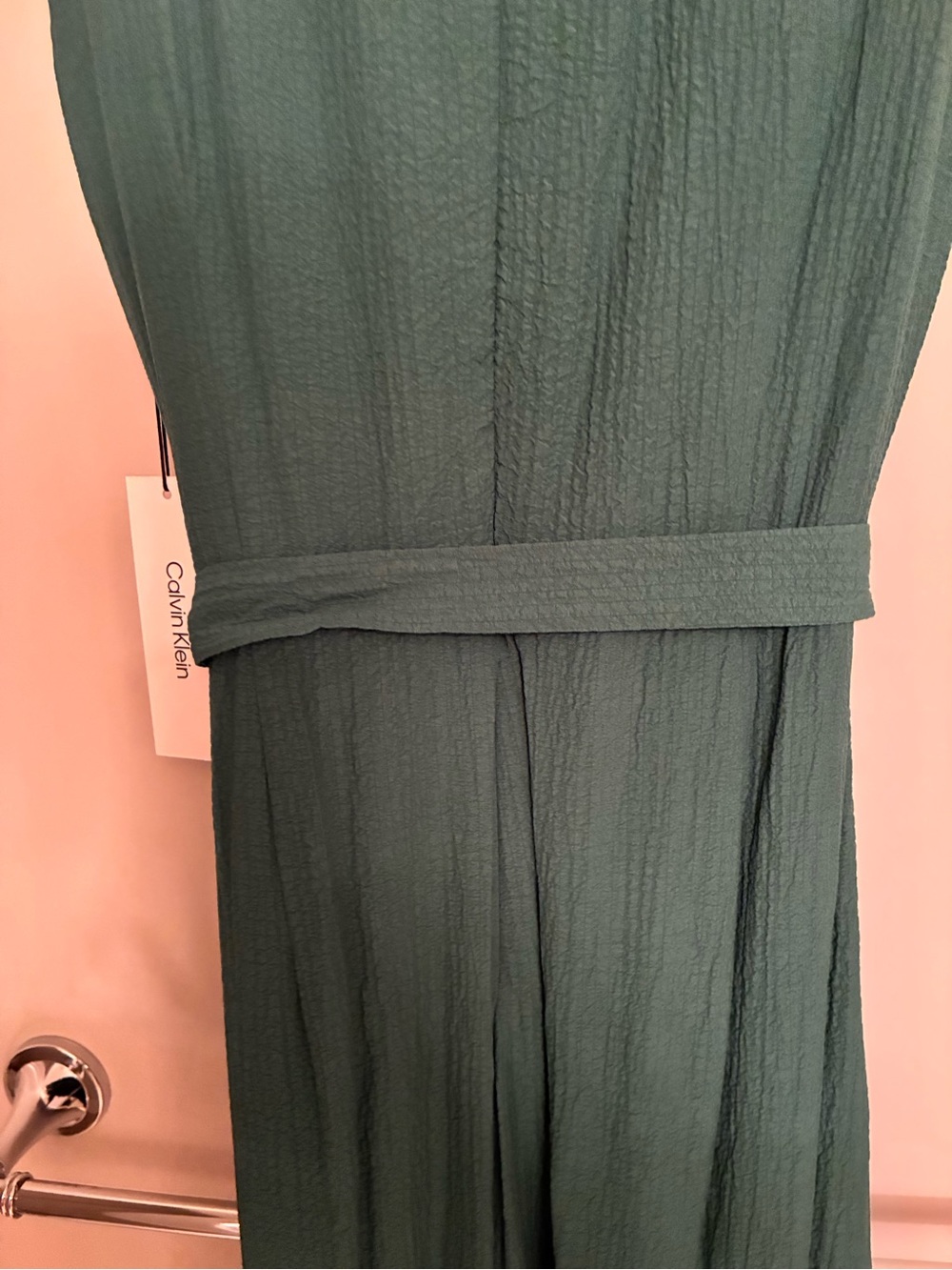 Calvin Klein Emerald Green Sleeveless Pleated Jumpsuit - Picture 8 of 9